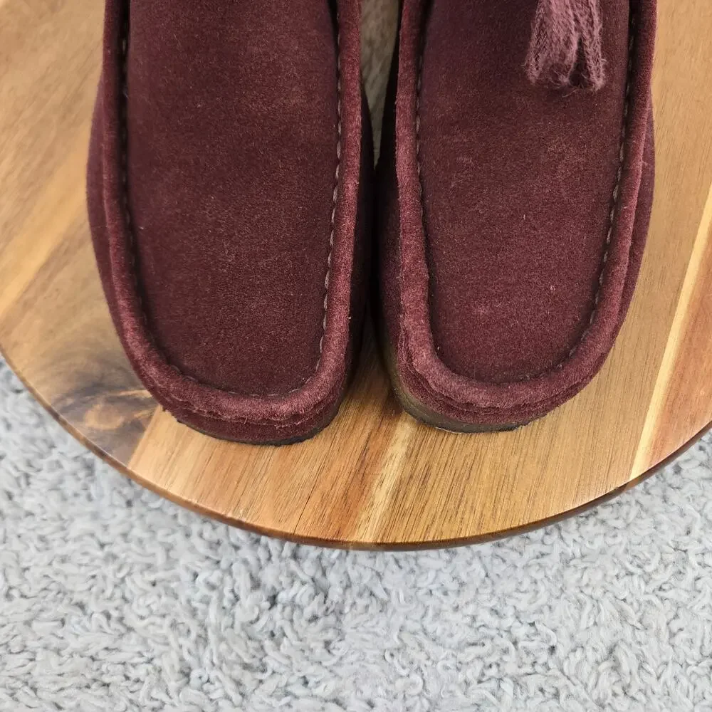 Clarks Original Mens 8M Wallabee Burgundy Suede Casual Lifestyle Chukka Boots